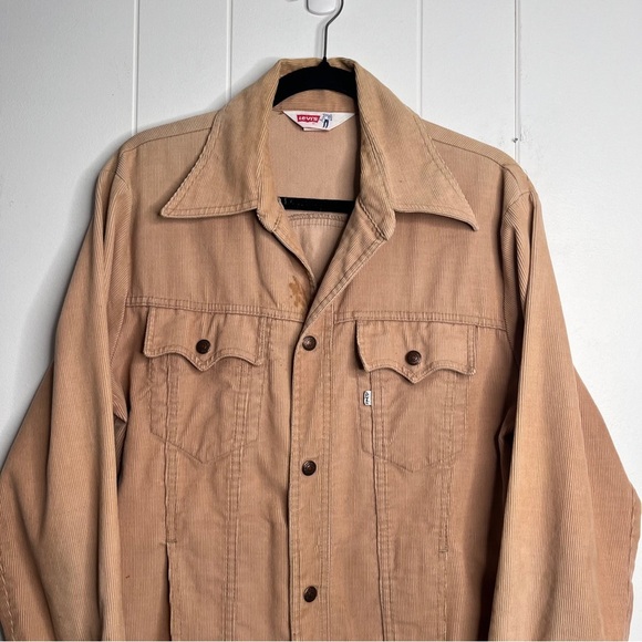Vintage 70s Levi's Tan Corduroy Shirt Jacket Western Worn Men's Medium - Picture 2 of 13